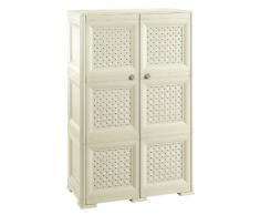 Tontarelli Omnimodus Armadio 3 Moduli con Ante Traforate, Angora, 79x47x125 cm