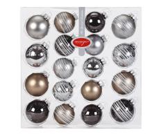 Inge-glas 15090K418 Set Palline in Vetro, 10 Palline da 5 cm, 8 da 6 cm, a Tinta Unita con Decorazioni, Urban-Graphic-Mix (Stagno, Grigio Marrone, Granito)