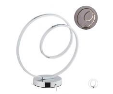 relaxdays Lampada da Tavolo LED, Circolare, Alluminio, Design Moderno, per Salotto & Camera, Originale H 36 cm, argento, 36 x 35 x 15 cm
