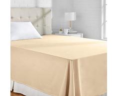 AmazonBasics - Lenzuolo piano, in rasatello di cotone, 400 fili, anti-piega, 230 x 260 + 10 cm - Beige
