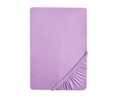 Biberna 77155/332/041, lenzuola singolo singolo In Cotone Jersey Elastico, Viola, 140 X 200 cm - 160 X 200 cm