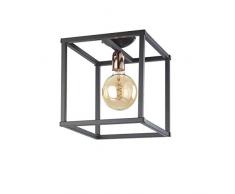 ONLI Plafoniera Stile Urban Floki in Metallo Nero e portalampada Color Rame