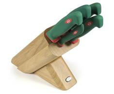 Sanelli 931605 Ceppo Coltelli Leck, Legno, Verde/Rosso, 5 unità