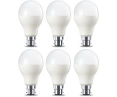 AmazonBasics Lampadina LED B22, 14W (equivalenti a 100W), Luce Bianca Calda, Dimmerabile- Pacco da 6