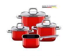 Silit Quadro Set di 4 Pentole in Silargan, Pentola per Arrosto, Pentole per Carne, Pentola per Salsa, Rosso