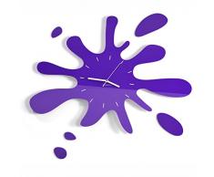 FLEXISTYLE Grande Orologio da Parete Moderno LA Macchia, Viola (Mirtillo), Silenzioso, per i Bambini, Salotto, Ufficio, Design Divertente, Made in EU
