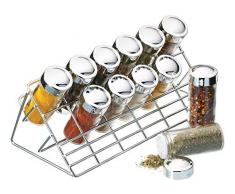 Kitchen Craft - Porta spezie per 12 vasetti, Superficie cromata