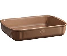 Emile Henry EH959680 - Pirofila Rettangolare in Ceramica, 34 x 24 x 6,5 cm, Colore Rosso Granato, Ceramica, Marrone, 34 x 24 x 6,5 cm