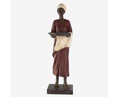 Better & Best - Statuetta Decorativa da Donna con piattino, Vino, Grembiule e Turbante, Colore: Bianco, Dimensioni: 12 x 8 x 29,5 cm, Materiale: Resina, Taglia Unica