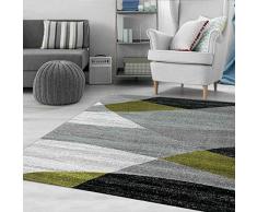 VIMODA Moderno Soggiorno Tappeto Disegno Geometrico Erica in Marrone Beige - Ãko-Tex Certificato - Verde, 80x150 cm