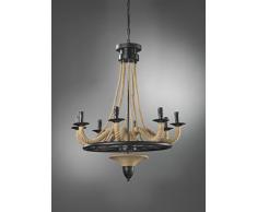 Onli Sandokan Lampadario E14, 6 W, Nero/Corda, 66 x 138cm