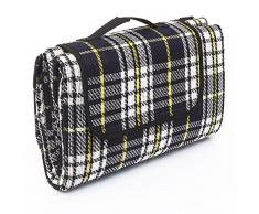 Relaxdays Coperta Picnic Diversi Modelli, Ripiegabile, 35 X 22 X 10, Poliestere, Blu Scuro/Bianco