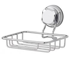 COMPACTOR Portasapone, Fissaggio a Ventosa, Fino a 3 Kg, Acciaio Cromato Antiruggine, 13.2 x 12.8 x H.10 cm, RAN7798