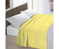 Italian Bed Linen Max Color Lenzuolo Sopra Tinta Unita, 100% Cotone, Matrimoniale, Giallo, 240 x 300 cm