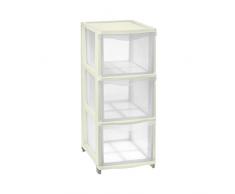 Tontarelli Cassettiera modulare a 3 cassetti Alti Cover Line, 26,8x37x63,1cm, Colore Trasparente e Panna, Bianco