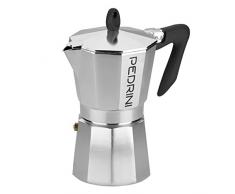 Pedrini 9084-3 Caffettiera, Alluminio, Nero, 6 Tazze