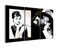 Stampe su Tela, Audrey Hepburn Quadri Moderni Arredamento Soggiorno in 3 pannelli già intelaiati, pronto per essere appeso, 120x90cm