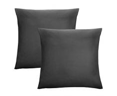 Biberna 0077144Â Jersey di federe in 100% Cotone con Cerniera, Confezione da Pezzi, 40Â x 40Â cm Nero, 27Â x 18Â x 2Â cm