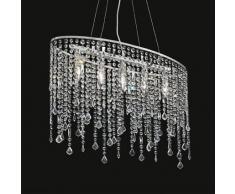 Ideal Lux Rain SP5 Lampada a Sospensione E14, Argentato, 66.5 x 145 cm