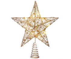 WeRChristmas Pre-Lit Sprinky luci LED Albero di Natale a Forma di Stella, Oro, 31Â cm