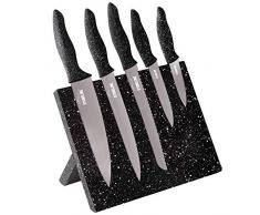 STONELINE 14140 Ceppo Magnetico con 5 Coltelli in Acciaio Inossidabile, Rivestimento in Titanio, Supporto Pieghevole