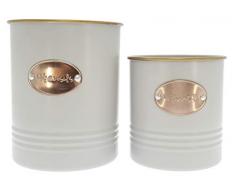 Novel Solutions DS-5083, Set di 2 Posate Stile retrÃ², con Porta Organizer per Utensili da Cucina, Acciaio, Grigio/Rame, 14.5 cm