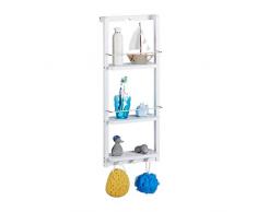 Relaxdays Mensole Bagno, 3 Ripiani, da Appendere con Gancio, Senza Trapano, Scaffale Doccia, HLP 70x28,5x10,5 cm, Bianco