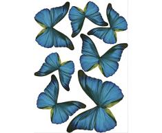 PLAGE 301506 3D Charming Butterfly Stickers Turquoise Butterflies [7 Butterflies Between 8 x 6,5 cm And 14 x 11 cm], plastica, 14 x 0.1 x 11 cm