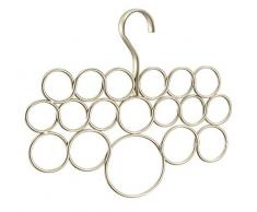 InterDesign Axis Portasciarpe a 18 Anelli, Metallo, Champagne Perlato, 29x12.5x25 cm
