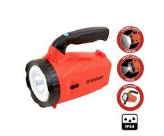 VELAMP Hornet Torcia Lanterna LED 350 Lumen (5W), Fascio Doppio, Lampada Ricaricabile. Batteria Litio. per Campeggio, Pesca, Trekking, Emergenze. Impermeabile IP44 5 W, Rosso
