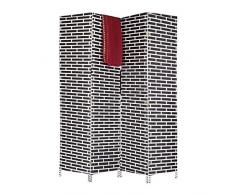 Relaxdays 10022909_46 SeparÃ© Divisorio Ambienti Interni, Paravento Pieghevole a 4 Ante, Effetto Mattonella, Alto 180 cm, Nero