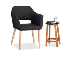 Relaxdays 10022879_46 Sedia Imbottita Design, Fodera in Tessuto, Morbida e Comoda Poltroncina HxLxP 84 x 62 x 56 cm, Nero