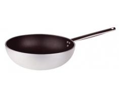 Pentole Agnelli ALSA2111WS28 Wok con Fondo Svasato, Alluminio, Argento, 28 cm