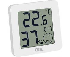 ADE WS1706 Igrometro Digitale per Misurare Temperatura e UmiditÃ Interna in Plastica.Indicatore area di comfort. Colore Bianco. 8 x 8 x 1.2 cm . Batterie Incl.