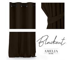 AmeliaHome Blackout Tenda Oscurante in Poliestere, 140 x 245 cm, Colore: Cioccolato