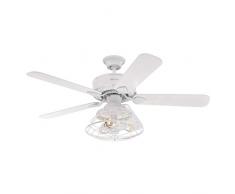 Westinghouse Lighting Ventilatori da Soffitto per Interni Barnett da 122 Cm, Kit di Luce LED Dimmerabile con Paralume a Gabbia, Telecomando Incluso 55 W, Bianco