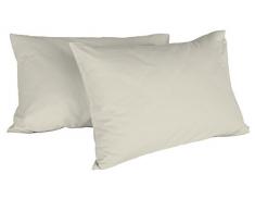 Italian Bed Linen Max Color Coppia di Federe Tinta Unita, 100% Cotone, Panna, 52 x 82 cm