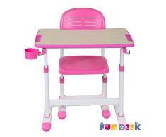 FD FUN DESK Pink Piccolino II-Scrivania per Bambini, Regolabile in Altezza, con Sedia, Colore: Rosa, 664x474x540-760 mm