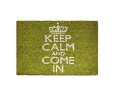 Relaxdays Keep Calm Zerbino per Ingresso, PVC, Verde, 50 x 65 cm