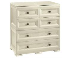 Tontarelli Omnimodus Cassettiera 4 Cassetti Piccoli 2 Grandi, Angora, 79x47x85.5 cm