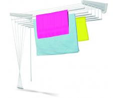 Casabriko 67914 Stendibiancheria a Saliscendi da Parete e Soffitto, Acciaio/Resina, Bianco, 120 cm