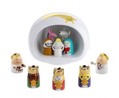 Alessi AMGI10SET Set Presepe di Design con Riproduzione della Grotta e Statuine in Porcellana Decorate a Mano, 10 Pezzi