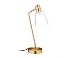 Relaxdays Lampada da Scrivania, Regolabile con Paralume in Vetro Luce da Tavolo E27, 40 W, Acciaio HLP 52,5x13x30cm, Oro