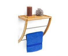 Relaxdays Mensola Porta Asciugamani in BambuŽcon 3 sbarre/Porta Asciugamani cromati e Le Seguenti Misure: HBT 40 x 38 x 24,5 cm Porta Asciugamani per Montaggio a Parete in Legno di BambuŽe 3 Barre