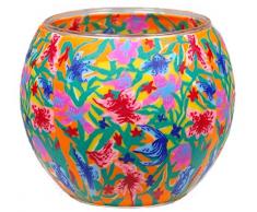Him Estate Fiore Portacandele, Multicolore, 11x11x9 cm