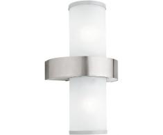 Eglo 86541 Beverly - Lampada a parete da esterni a 2 punti luce, in acciaio Inox argentato e vetro satinato, 20 x 35 cm con sporgenza 13,5 cm, lampadine E27 da 60 W non incluse