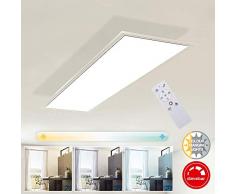 Briloner Leuchten Pannello LED Rettangolare Piatto a soffitto â Dimmerabile, 23 Watt, 2200 Lumen, Regolazione della Temperatura di Colore con telecoma W, Bianco, 1.000x250x48mm (LxBxH)