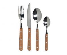 MIKASA Drift-Set di Posate con Manici in Legno, Acciaio Inossidabile, Argento, 20 x 25 x 5 cm, 16 unitÃ 