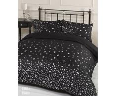 Black Glitz - Set di lenzuola per letto matrimoniale, 100% poliestere, super king size, colore: nero