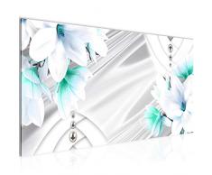 Quadro da parete con magnolie in tessuto non tessuto, stampa artistica, formato XXL, per soggiorno, appartamento, turchese, 1 pezzo, made in Germany, pronto da appendere 203812b